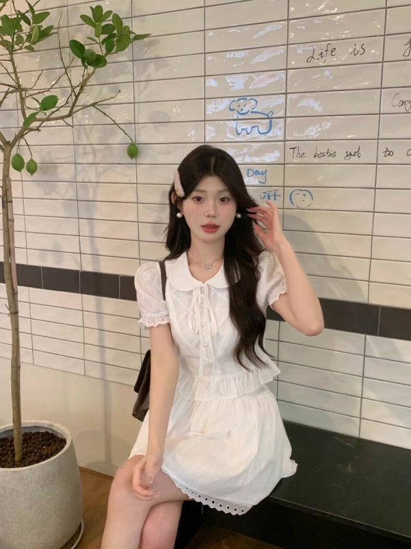 10005 白色甜美連衣裙減齡套裝